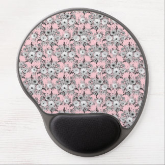 Cute Pink Gray White Floral Watercolor Paint Gel Mouse Pad