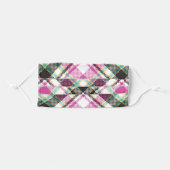 Cute Pink Green And Black Girly Tartan Plaid Adult Cloth Face Mask (Front, Folded)