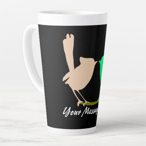Cute pink green birds kissing on branch name latte mug