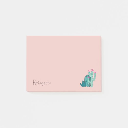 Cute Pink Green Cactus Custom Post_it Notes