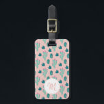 Cute Pink Green Cactus Pattern with Monogram Luggage Tag<br><div class="desc">Doodle style illustration of pink and green cacti turned into a pattern. This luggage tag comes with your monogram on top of the pattern. On the back of the tag you can add your name and contact information.</div>