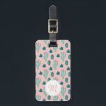 Cute Pink Green Cactus Pattern with Monogram Luggage Tag<br><div class="desc">Doodle style illustration of pink and green cacti turned into a pattern. This luggage tag comes with your monogram on top of the pattern. On the back of the tag you can add your name and contact information.</div>