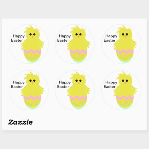 Cute Pink Green Chick Egg Easter Stickers