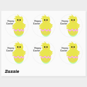 Cute Pink Green Chick Egg Easter Stickers