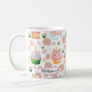 Cute Pink Green Cupcake Pattern Coffee Mug