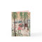Cute pink & green girl and rabbits snow landscape