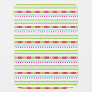 Cute Pink Green Mint Stripes Pattern Baby Blanket