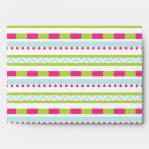 Cute Pink Green Mint Stripes Pattern Envelope