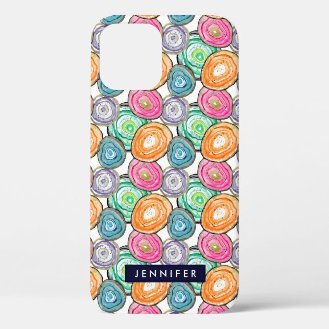 Cute pink green orange geode pattern personalized Case-Mate iPhone case (Back)