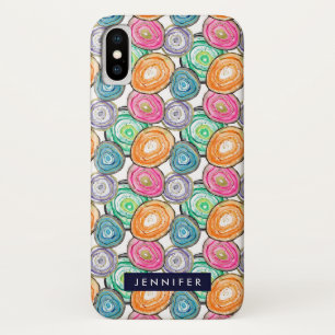 Cute pink green orange geode pattern personalized iPhone x case