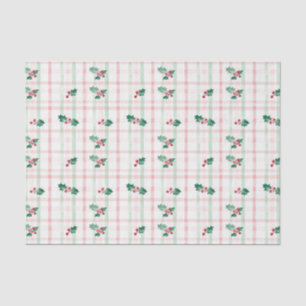 Cute Pink Green Retro Christmas Tissue Paper