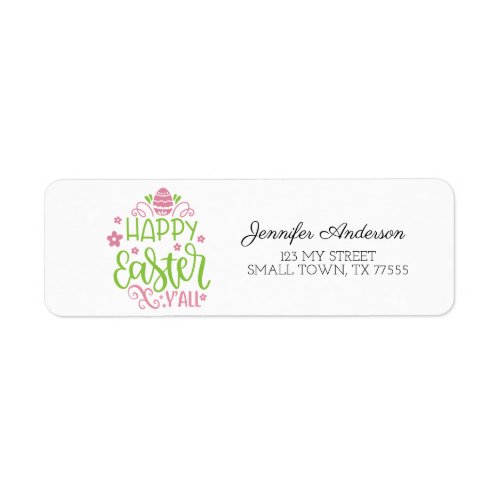 Cute Pink Green Spring Happy Easter Yall Address Label