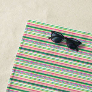 Cute pink green stripes beach towel