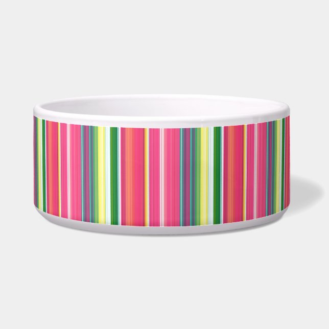 Cute pink green stripes bowl (Front)