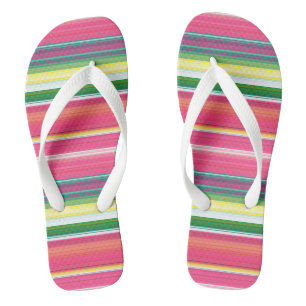 Cute pink green stripes flip flops