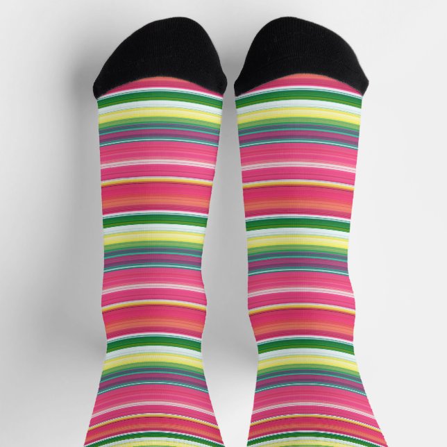 Cute pink green stripes socks (Top)