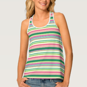 Cute pink green stripes tank top