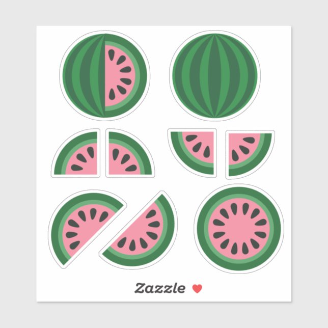 Cute Pink Green Watermelon Slices Sticker (Sheet)