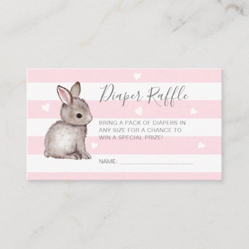 Cute Pink Grey Baby Shower Diaper Raffle Enclosure Card