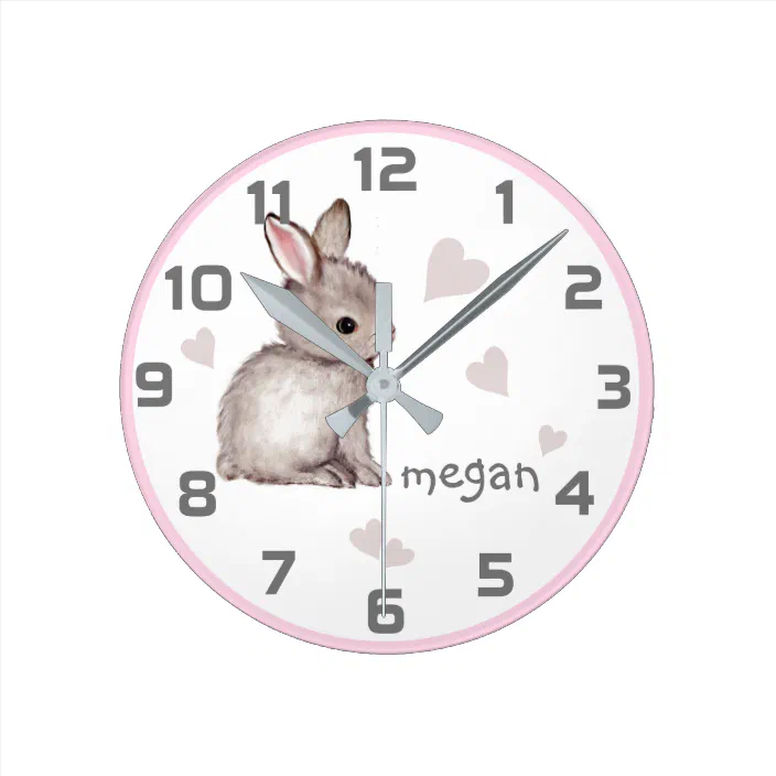 Cute Bunny Rabbit Wall Clock 
