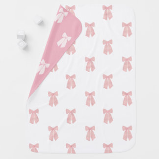 Cute Pink Hair Bow Girly Baby Blanket