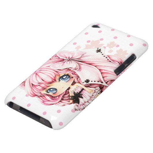 Cute pink-haired anime chibi girl barely there iPod cover (Bottom)