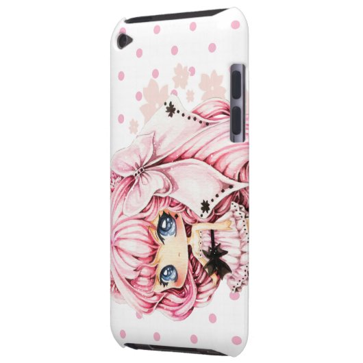 Cute pink-haired anime chibi girl barely there iPod cover (Back Left)