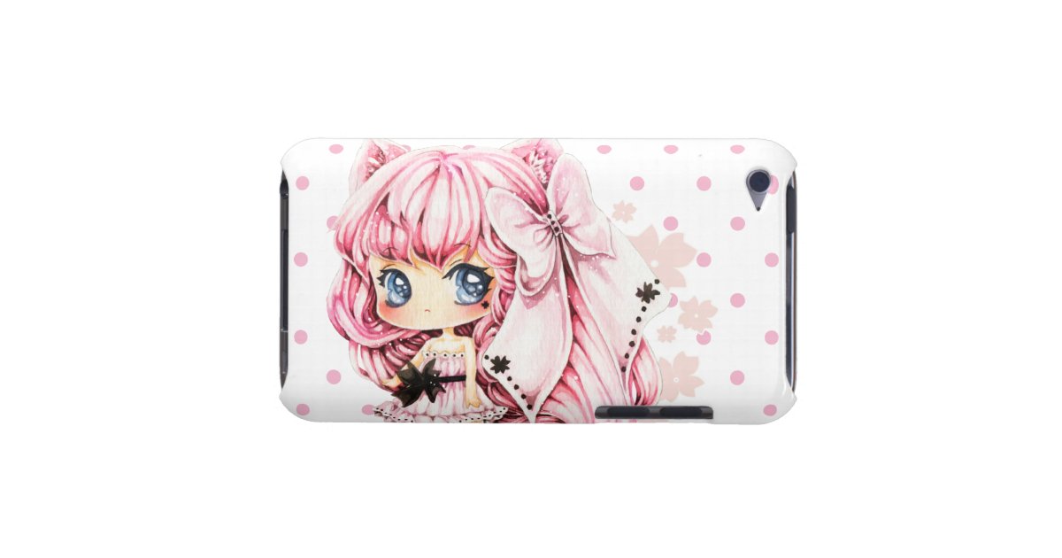 Cute Pink Haired Anime Chibi Girl Barely There Ipod Cover Zazzle Com