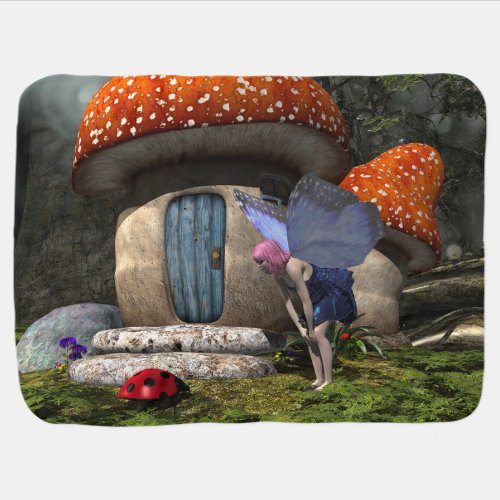 Cute Pink_Haired Fairy Meets Ladybug Baby Blanket