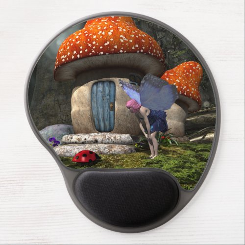 Cute Pink_Haired Fairy Meets Ladybug Gel Mouse Pad