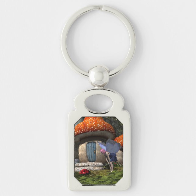 Cute Pink-Haired Fairy Meets Ladybug Keychain (Front)