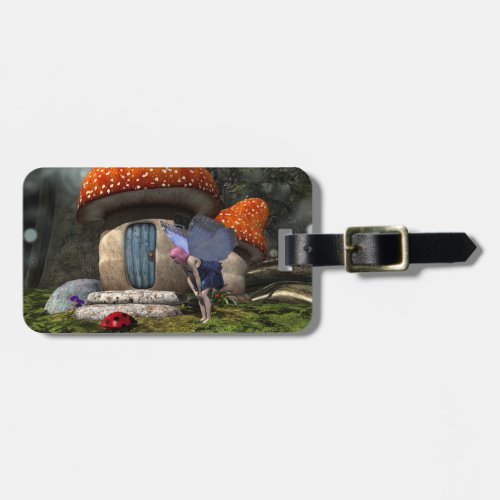 Cute Pink_Haired Fairy Meets Ladybug Luggage Tag