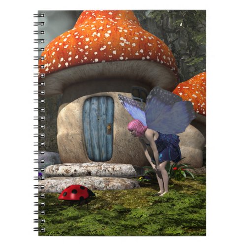 Cute Pink_Haired Fairy Meets Ladybug Notebook