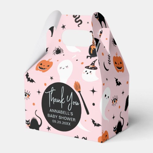 Cute Pink Halloween Baby Girl Shower Favor Boxes