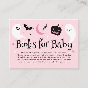 Cute Pink Halloween Baby Shower Books for Baby Enclosure Card