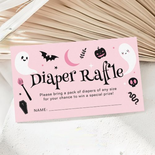 Cute Pink Halloween Baby Shower Diaper Raffle Enclosure Card