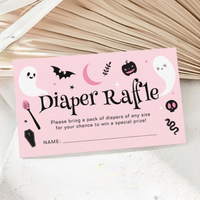 Cute Pink Halloween Baby Shower Diaper Raffle Enclosure Card (Creator Uploaded)