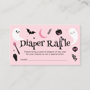 Cute Pink Halloween Baby Shower Diaper Raffle Enclosure Card