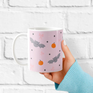 Cute Pink Halloween Bat Pattern Mug