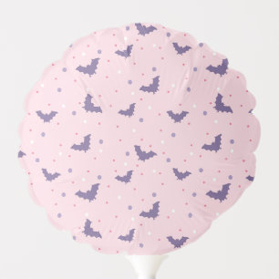 Cute Pink Halloween Bat Pattern with Polka Dots Balloon