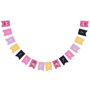 Cute Pink Halloween Birthday Party Kitten Pumpkin Bunting Flags
