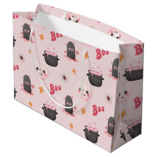 Cute Pink Halloween Birthday Party Large Gift Bag