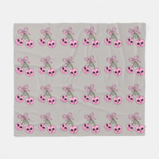  cute pink Halloween cherry illustration  Fleece Blanket