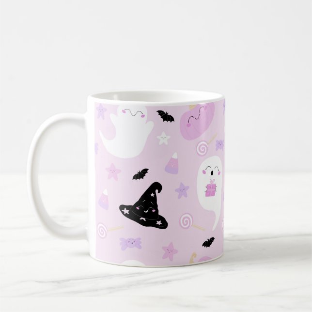 Cute Pink Halloween Coffee Mug (Left)