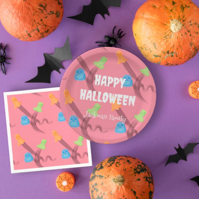 Cute pink Halloween customizable Paper Plates (Cute pink Halloween customizable Paper Plates
)