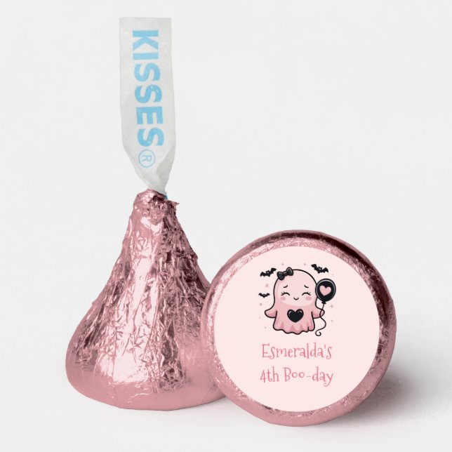 Cute Pink Halloween Ghost Girl Birthday Party Hershey®'s Kisses® (Front)