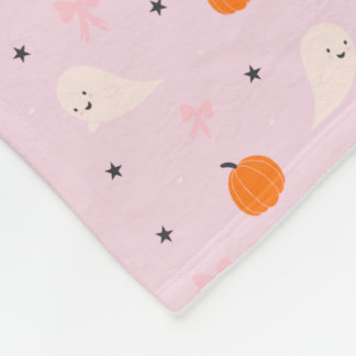 Cute Pink Halloween Ghost Pattern Blanket