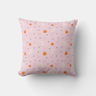 Cute Pink Halloween Ghost Pattern Pillow