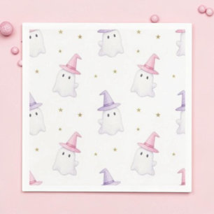 Cute Pink Halloween Ghost Trick or Treat Napkins