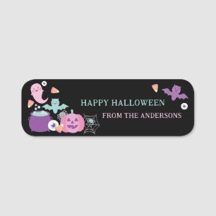 Cute pink halloween, ghosts, bat and spiders Tote Name Tag
